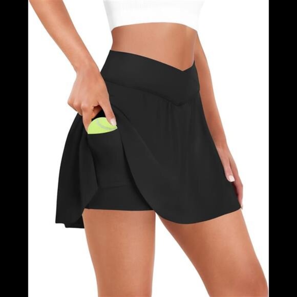 Pants - Tennis Skirt for Women with Pockets Shorts Crossover High Waisted Pleated Golf